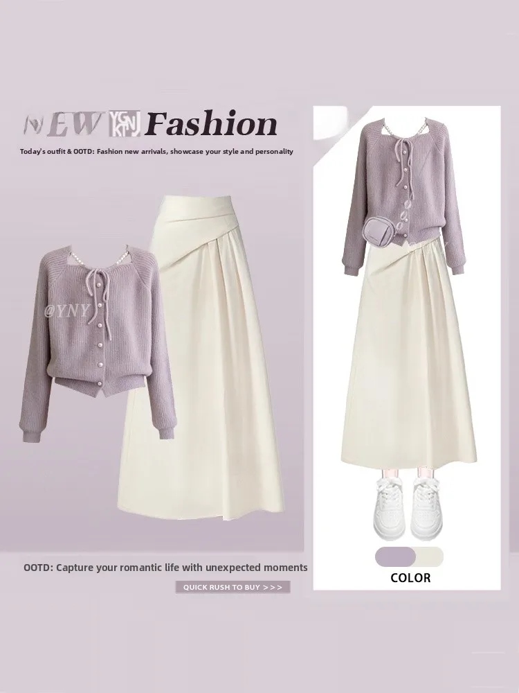 Stunning Purple Knitted Open Cardigan with Bow Tie Women's Mid-Length Skirt Set Fashionable Spring Outfit Lightweight Mature ...
Stunning Purple Knitted Open Cardigan with Bow Tie Women's Mid-Length Skirt Set Fashionable Spring Outfit Lightweight Mature ...