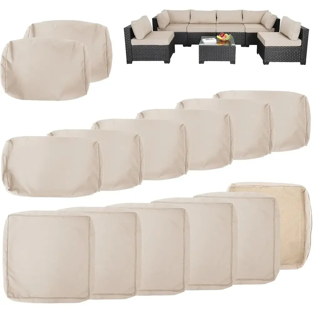 7-Piece Outdoor Patio Furniture Cover Set, Replacement Slipcovers for 6-Seater Rattan Sectional Sofa, Water-Resistant Pillow Cov
7-Piece Outdoor Patio Furniture Cover Set, Replacement Slipcovers for 6-Seater Rattan Sectional Sofa, Water-Resistant Pillow Cov