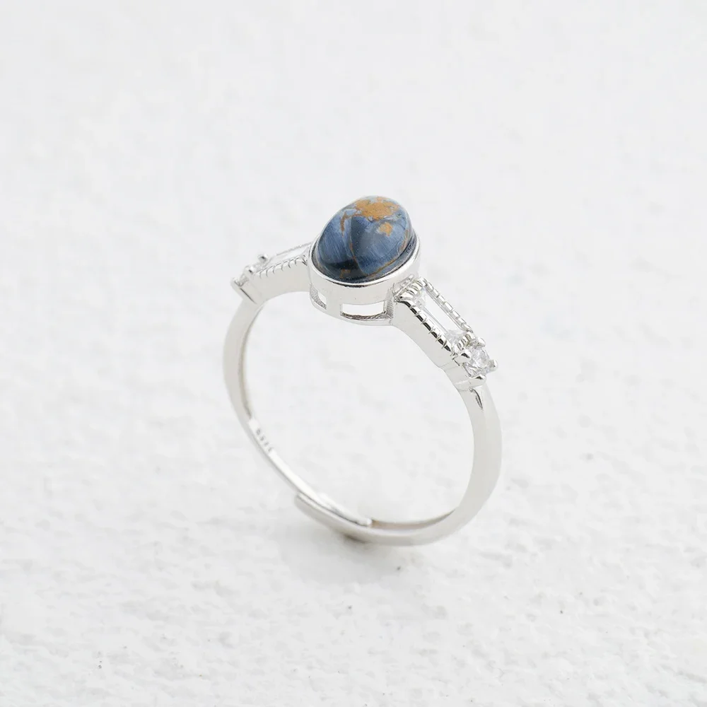 S925 Silver Women's Ring 7x5mm Oval Pietersite Natural Stone Adjustable Open Bands Handmade Bohemian Jewelry Gifts
S925 Silver Women's Ring 7x5mm Oval Pietersite Natural Stone Adjustable Open Bands Handmade Bohemian Jewelry Gifts