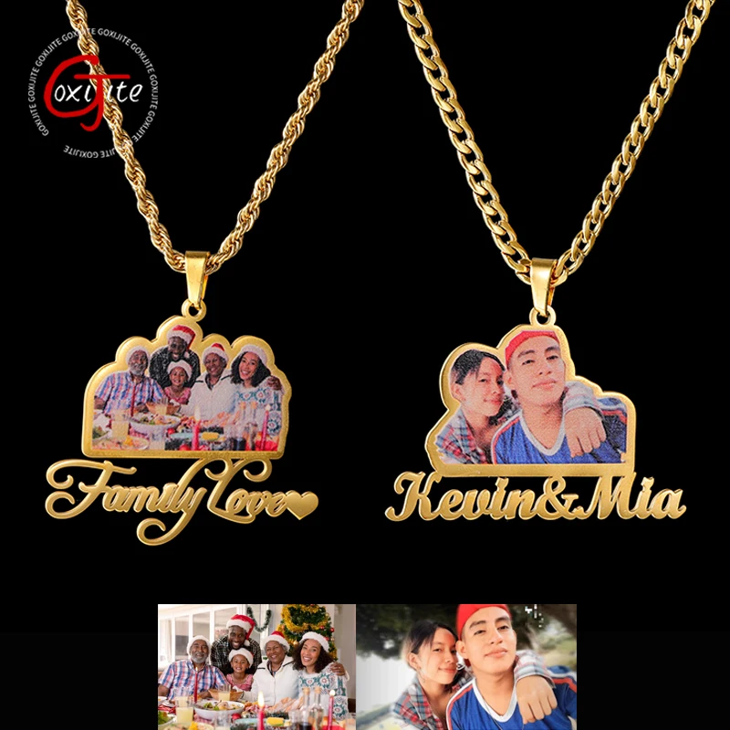 Goxijite Carving Color Photo Pendant Custom Name Thick Chain Stainless Steel Personalized Photo Necklaces Commemorate Gift
Goxijite Carving Color Photo Pendant Custom Name Thick Chain Stainless Steel Personalized Photo Necklaces Commemorate Gift