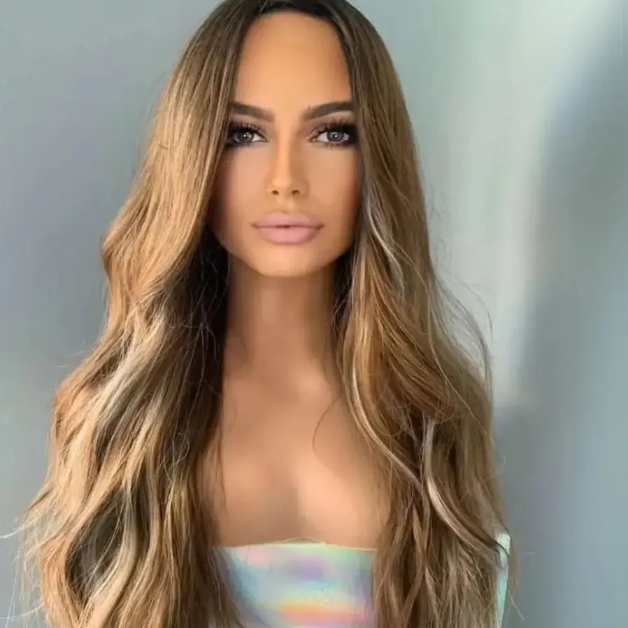Long Body Wave Wig Highlight Honey Blonde Synthetic Lace Frontal Wigs Female Pre Plucked Hairline Transparent Lace Top Wigs
Long Body Wave Wig Highlight Honey Blonde Synthetic Lace Frontal Wigs Female Pre Plucked Hairline Transparent Lace Top Wigs
