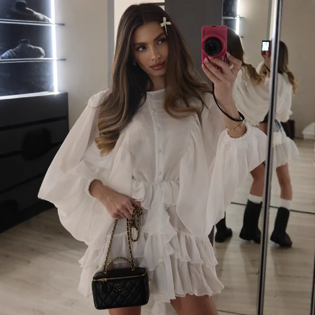Women's Clothing Dress New Comfortable Layered Ruffled Solid Vestidos Lantern Sleeve Mini Dresses Temperament Elegant Dresses
Women's Clothing Dress New Comfortable Layered Ruffled Solid Vestidos Lantern Sleeve Mini Dresses Temperament Elegant Dresses