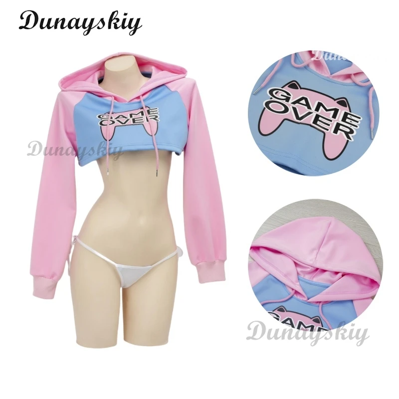 Pink Blue Short Hoodie Game Over Anime Girl Crop Top Long Sleeve Halloween Cosplay Costume Underwear Nightgown Student Outfits
Pink Blue Short Hoodie Game Over Anime Girl Crop Top Long Sleeve Halloween Cosplay Costume Underwear Nightgown Student Outfits