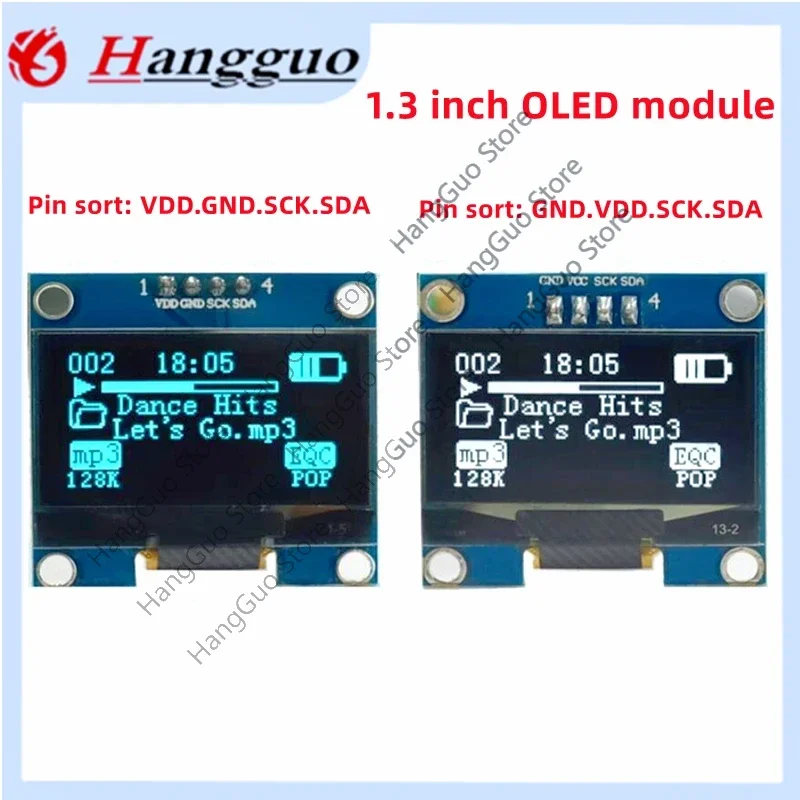 5PCS/Lot 1.3-inch OLED display module 12864 LCD oled display module 4-pin iic interface sh1106 
5PCS/Lot 1.3-inch OLED display module 12864 LCD oled display module 4-pin iic interface sh1106
