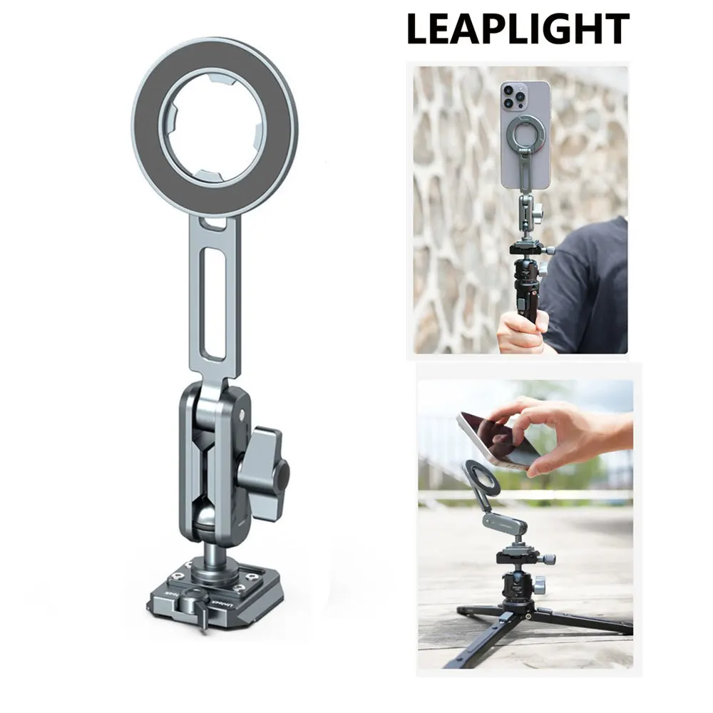 LEAPLIGHT Arca Magetic Phone Holder Phone Tripod Mount for iPhone 16 15 14 13 for 1/4'' Tripod Magic Arm Arca Metal Surfaces
LEAPLIGHT Arca Magetic Phone Holder Phone Tripod Mount for iPhone 16 15 14 13 for 1/4'' Tripod Magic Arm Arca Metal Surfaces