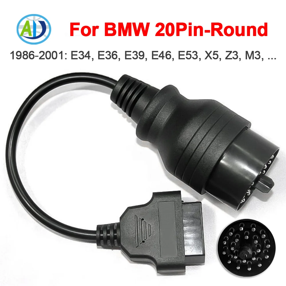 OBD2 Diagnostic Cable For BMW E34/E36/E38/E39/E46/E53/X5/Z3/M3 20Pin to 16Pin OBDII Connector For Car Scanner Diagnostic Tools
OBD2 Diagnostic Cable For BMW E34/E36/E38/E39/E46/E53/X5/Z3/M3 20Pin to 16Pin OBDII Connector For Car Scanner Diagnostic Tools