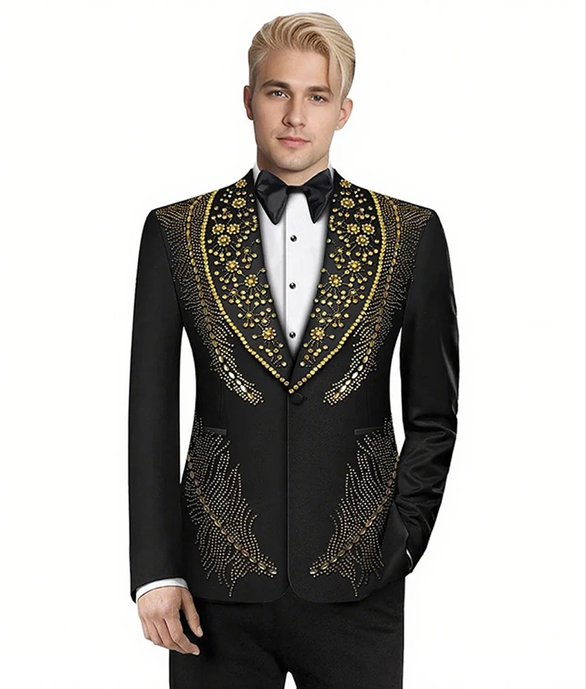 Luxury Crystal Feathers 2-piece Men's Suit ( Blazer+Pants ) Temperament Wedding Tuxedos Men's Stage Costume Celebrity Gowns
Luxury Crystal Feathers 2-piece Men's Suit ( Blazer+Pants ) Temperament Wedding Tuxedos Men's Stage Costume Celebrity Gowns