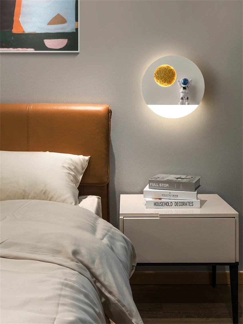 Nordic bedroom living room round square wall lamps moon astronaut bedside lamp children's room wall sconces lights fixtures
Nordic bedroom living room round square wall lamps moon astronaut bedside lamp children's room wall sconces lights fixtures