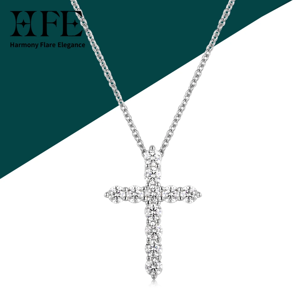 HFE Moissanite Cross Pendant Necklace D Color VVS1 Clarity Pure 925 Sterling Silver Chain Unisex Religious Jewelry Daily Wear
HFE Moissanite Cross Pendant Necklace D Color VVS1 Clarity Pure 925 Sterling Silver Chain Unisex Religious Jewelry Daily Wear