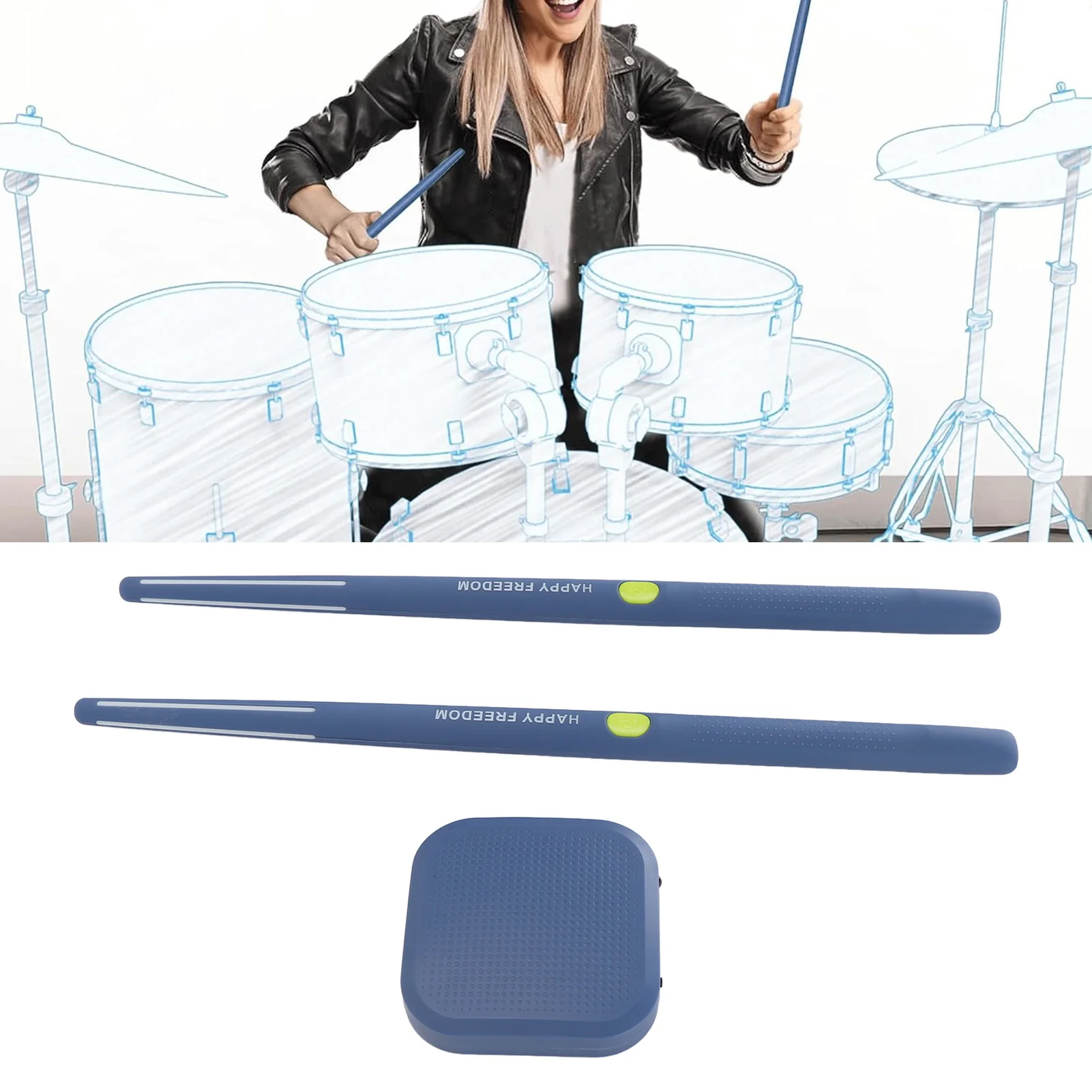 Somatosensory Electric Air Virtual Drum Set Drumsticks Musical Instrument Smart Bluetooth Wireless RGB Virtual Drum Stick
Somatosensory Electric Air Virtual Drum Set Drumsticks Musical Instrument Smart Bluetooth Wireless RGB Virtual Drum Stick