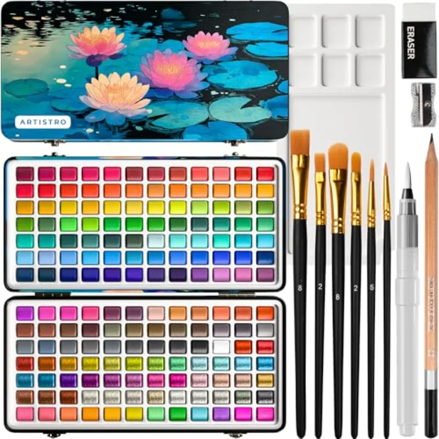Deluxe Watercolor Paint Set with 168 Colors Vivid Colors in a Portable Box Travel Watercolor Set with Complete Palette
Deluxe Watercolor Paint Set with 168 Colors Vivid Colors in a Portable Box Travel Watercolor Set with Complete Palette