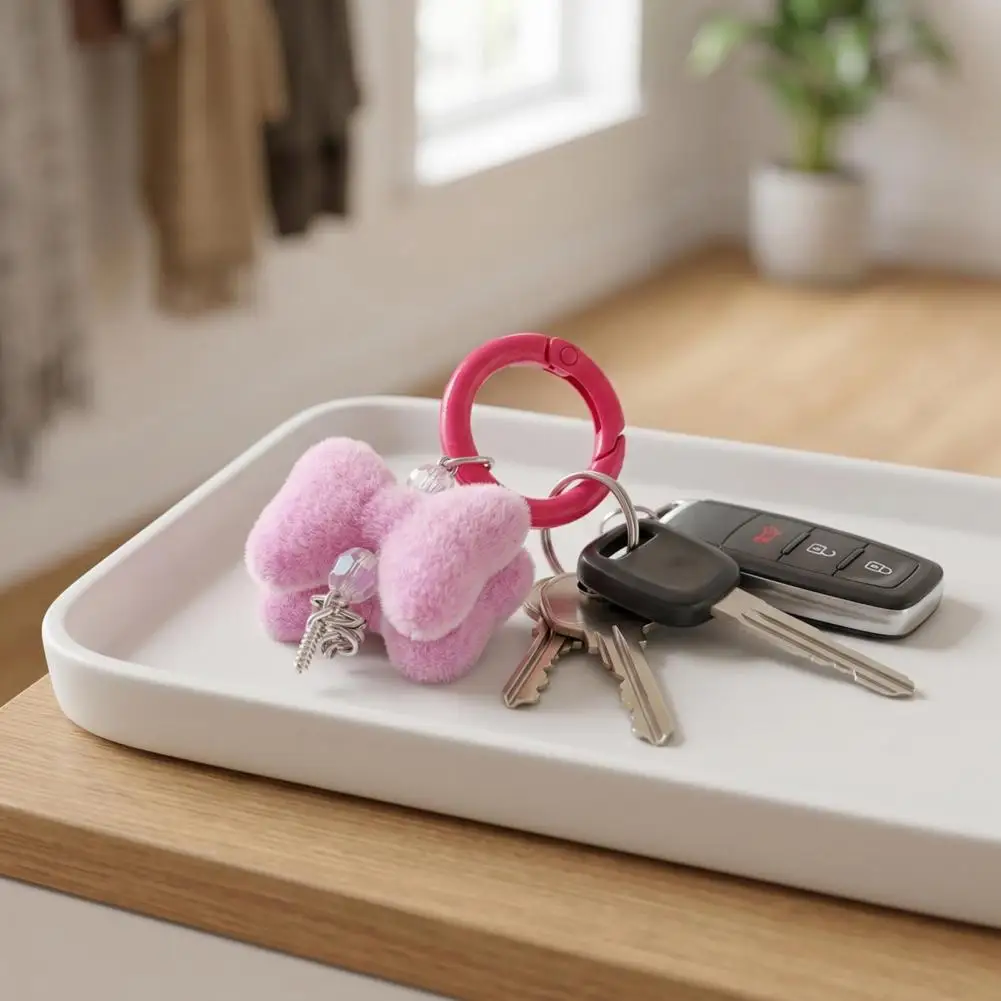Soft Plush Keychain Plush Bow Keychain Pendant with Rhinestone Beads Decorative Charm Accessory Smooth Spring for Backpack
Soft Plush Keychain Plush Bow Keychain Pendant with Rhinestone Beads Decorative Charm Accessory Smooth Spring for Backpack