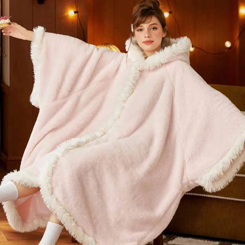 Lazy Person Hooded Cloak Warm Lounge Robe Cute Oversized Thick Nightgown Home Wear Solid Color Soft Plush Loungewear Sleepwear
Lazy Person Hooded Cloak Warm Lounge Robe Cute Oversized Thick Nightgown Home Wear Solid Color Soft Plush Loungewear Sleepwear