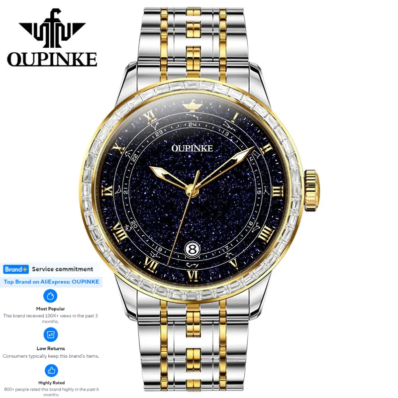 OUPINKE 3203 Full Diamond Men's Watch Stainless steel Strap Starry Sky Dial Auto Date Automatic Mechanical Man Watches
OUPINKE 3203 Full Diamond Men's Watch Stainless steel Strap Starry Sky Dial Auto Date Automatic Mechanical Man Watches