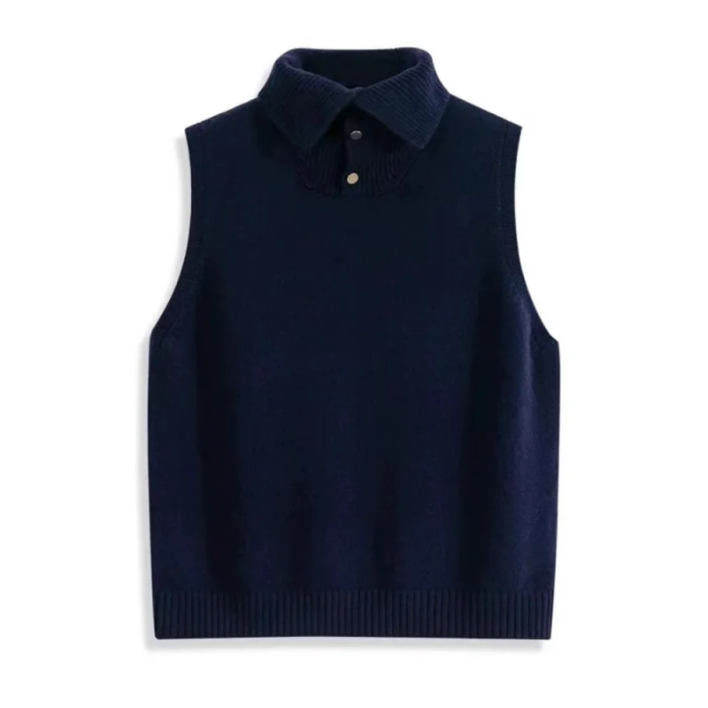 Sweater Design Turn-Down Collar Stand Collar Knitted Vest Women Solid Color Elegant Wool Loose Layering Vest Trendy
Sweater Design Turn-Down Collar Stand Collar Knitted Vest Women Solid Color Elegant Wool Loose Layering Vest Trendy