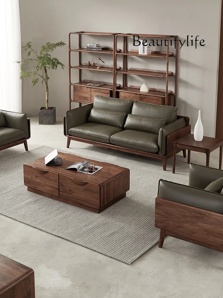 muebles para hogar North American Black Walnut Solid Wood Sofa Living Room Modern Simple and Light Luxury Four-Seat Leather Sofa
muebles para hogar North American Black Walnut Solid Wood Sofa Living Room Modern Simple and Light Luxury Four-Seat Leather Sofa