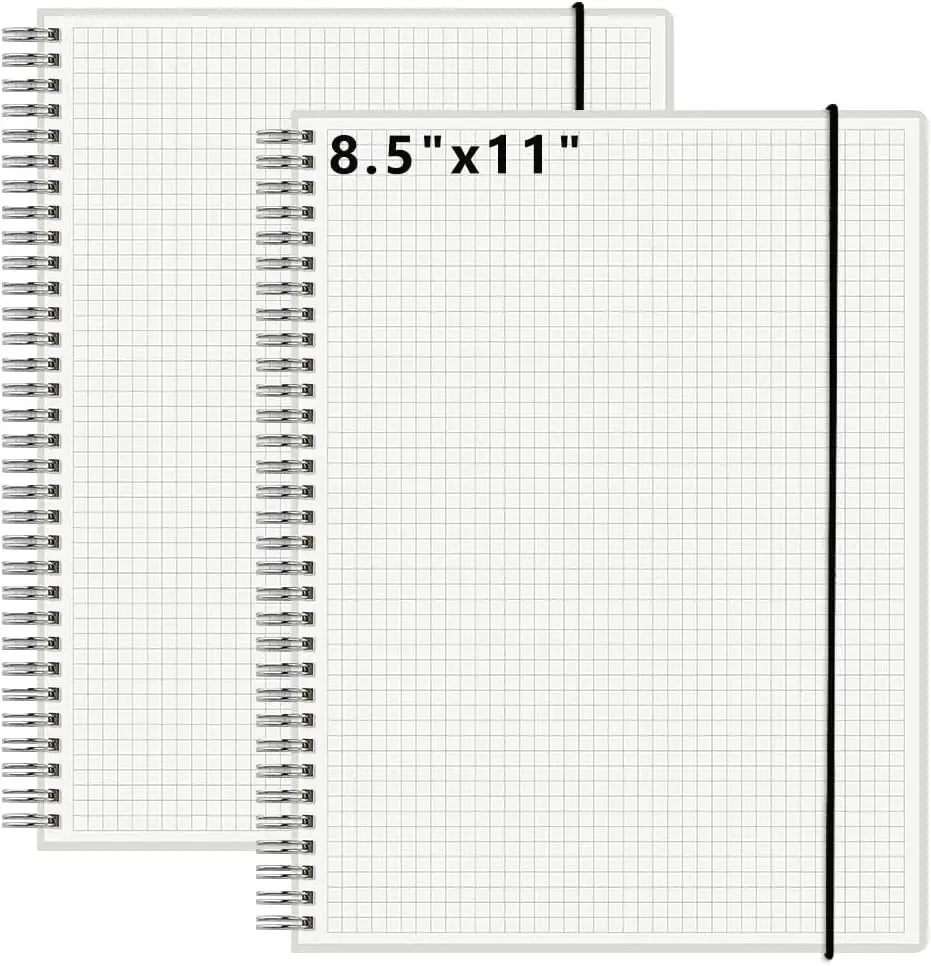 120 GSM Thick Paper Graph Spiral Notebooks 8.5" x 11" with Removable Elastic Band and Transparent Hard Cover, 2PCS Large Size
120 GSM Thick Paper Graph Spiral Notebooks 8.5" x 11" with Removable Elastic Band and Transparent Hard Cover, 2PCS Large Size