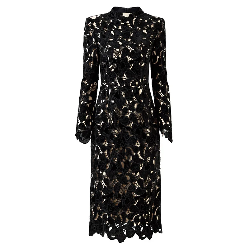 Women Black Lace Dress Long Sleeve Sheath Dress Lady's Dress
Women Black Lace Dress Long Sleeve Sheath Dress Lady's Dress