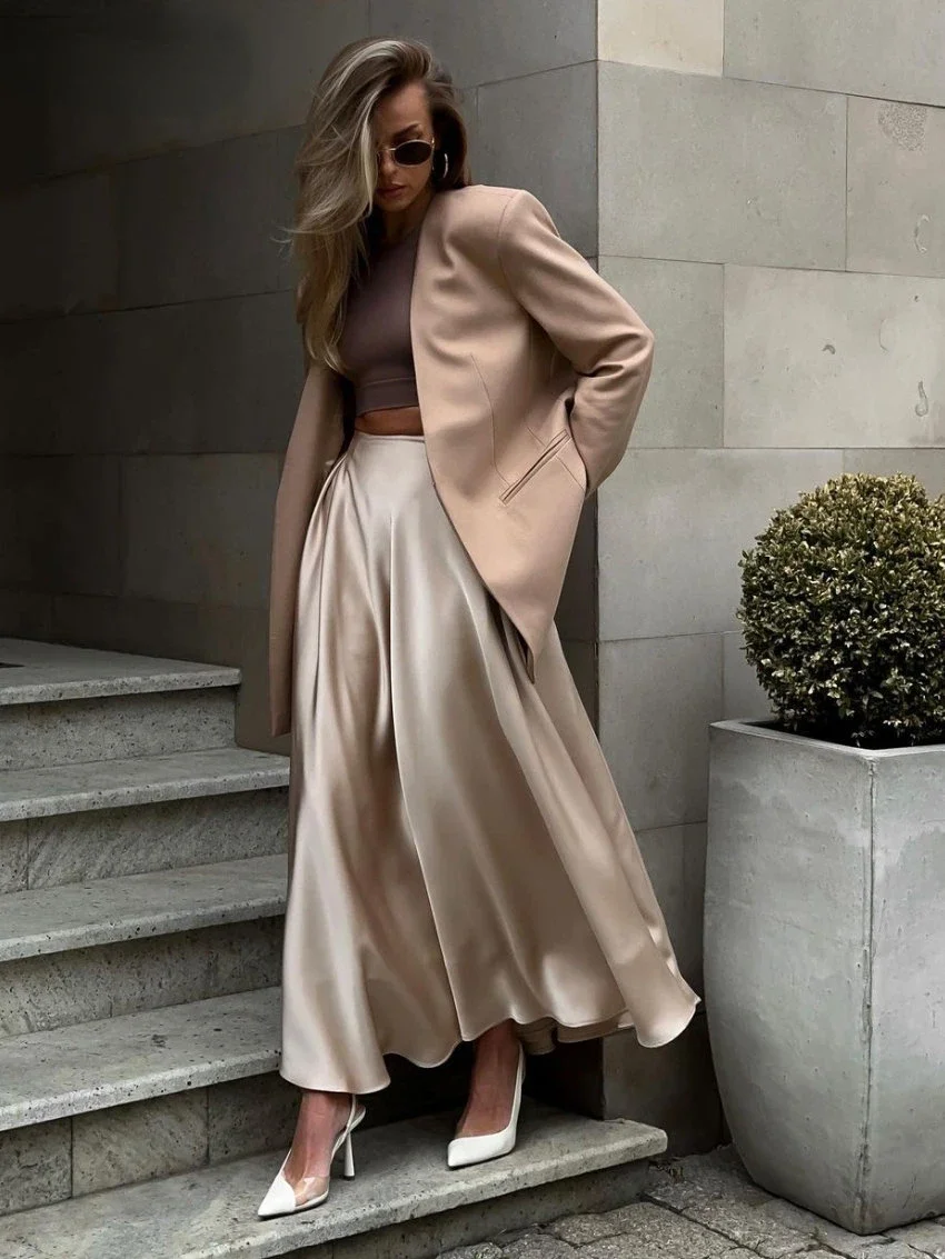 Elegant Women's Skirt Autumn Satin Silk Long Skirts for Women Fashion 2023 Lady Solid Color Khaki White High Waist Skirt Women
Elegant Women's Skirt Autumn Satin Silk Long Skirts for Women Fashion 2023 Lady Solid Color Khaki White High Waist Skirt Women