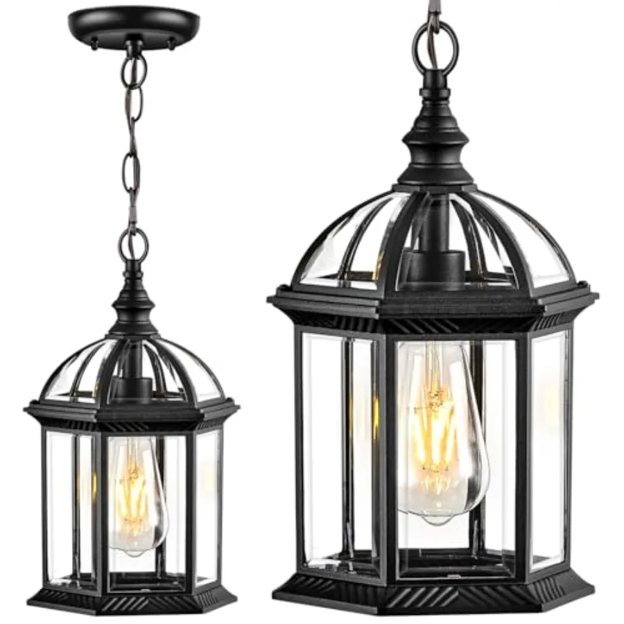 13.8" Large Outdoor Pendant Light Fixture, Black Hanging Porch Lights with Tempered Glass, Anti-Rust, Waterproof Outside Ceilin
13.8" Large Outdoor Pendant Light Fixture, Black Hanging Porch Lights with Tempered Glass, Anti-Rust, Waterproof Outside Ceilin