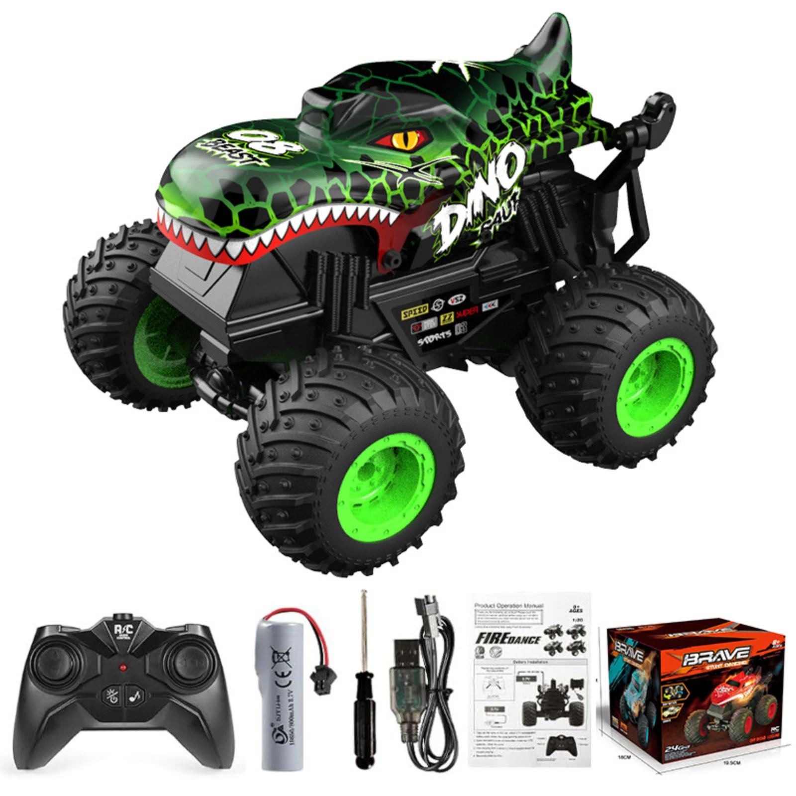 360 Degrees Rotating Dinosaur RC CAR Monster Truck Toys, 2.4Ghz RC Monster Trucks Car 1:20 Dinosaur RC Cars with Light & Music
360 Degrees Rotating Dinosaur RC CAR Monster Truck Toys, 2.4Ghz RC Monster Trucks Car 1:20 Dinosaur RC Cars with Light & Music