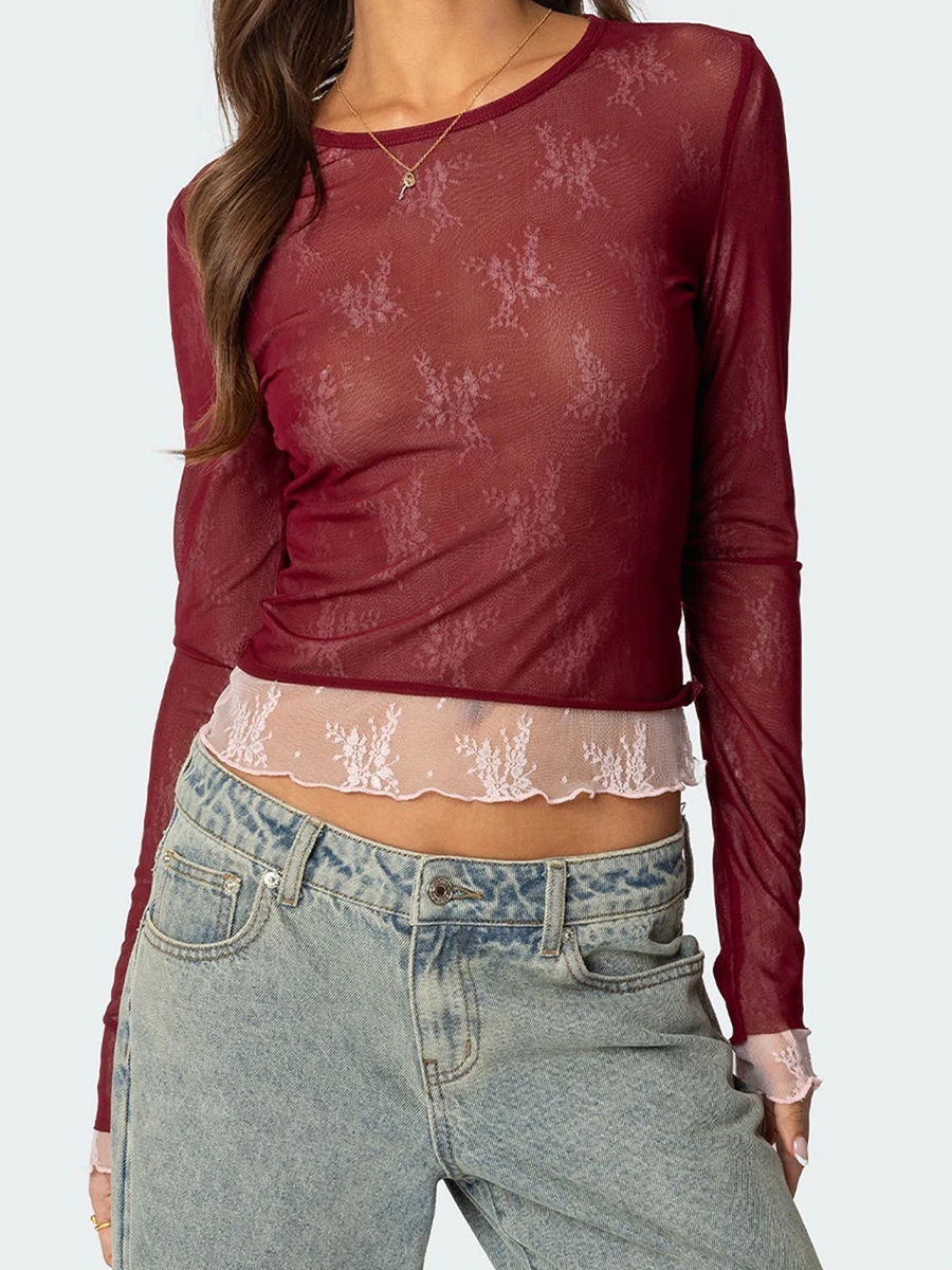 Women Lace Shirt Retro Vintage Slim Fit Fake Two-Piece Round Neck Long Sleeve Crop Tops Casual Fall Blouse for Streetwear Y2K
Women Lace Shirt Retro Vintage Slim Fit Fake Two-Piece Round Neck Long Sleeve Crop Tops Casual Fall Blouse for Streetwear Y2K