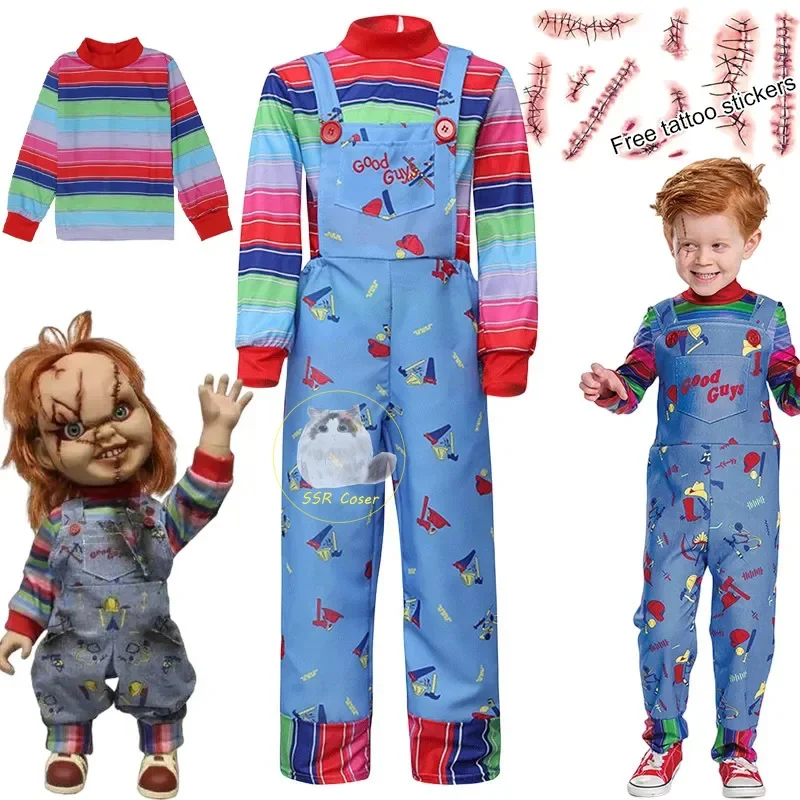 Movie Kids Chucky Cosplay Child S Play Costume Uniform Top Rompers Outfits Tattoo Sticker Halloween
Movie Kids Chucky Cosplay Child S Play Costume Uniform Top Rompers Outfits Tattoo Sticker Halloween