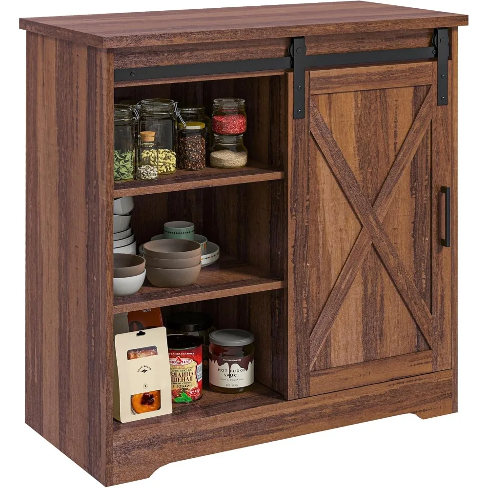Farmhouse Coffee Bar Cabinet, 33" Buffet Sideboard with Sliding Barn Door and Adjustable Shelf, Kitchen Buffet Cabinet, Brown
Farmhouse Coffee Bar Cabinet, 33" Buffet Sideboard with Sliding Barn Door and Adjustable Shelf, Kitchen Buffet Cabinet, Brown