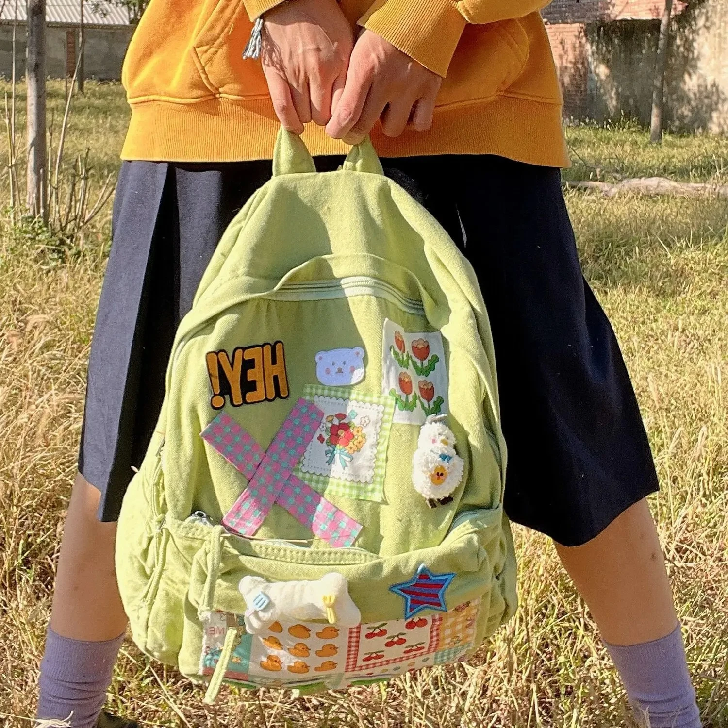 American Retro Cartoon Cute Stickers Canvas Kawaii Backpack High Capacity Student Bag Storage Bag Travel Backpack School Bag
American Retro Cartoon Cute Stickers Canvas Kawaii Backpack High Capacity Student Bag Storage Bag Travel Backpack School Bag