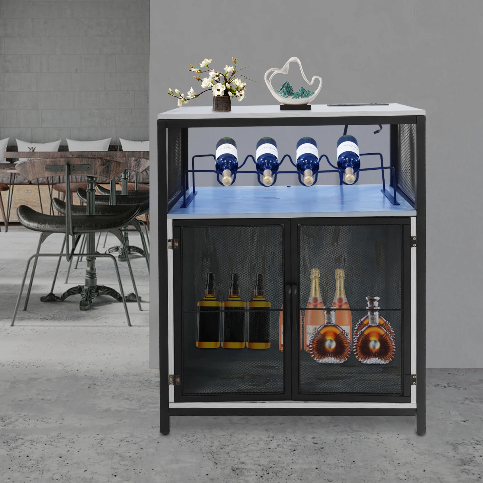 Wine Bar Cabinet w/ RGB Light & Outlet Large Capacity Wine Rack for Serving Buffet Storage Sideboard
Wine Bar Cabinet w/ RGB Light & Outlet Large Capacity Wine Rack for Serving Buffet Storage Sideboard