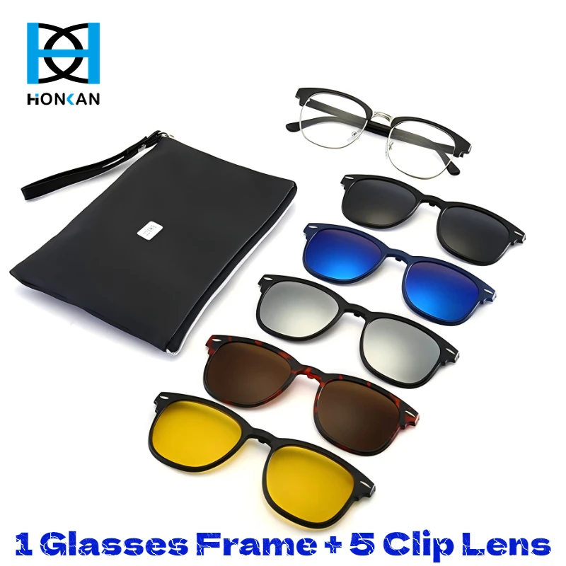 6 In 1 Men Women Polarized Magnetic Sunglasses Clip on Sunglasses Set Optical Glasses Night Vision Sun Glasses Frame And Bag
6 In 1 Men Women Polarized Magnetic Sunglasses Clip on Sunglasses Set Optical Glasses Night Vision Sun Glasses Frame And Bag