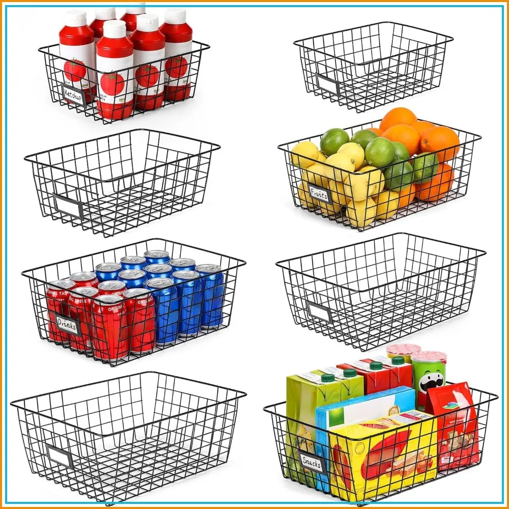 8 Set Extra Large Wire Baskets with Labels for Pantry Organization, Kitchen, Laundry, Garage, Fridge, Bathroom Countertop
8 Set Extra Large Wire Baskets with Labels for Pantry Organization, Kitchen, Laundry, Garage, Fridge, Bathroom Countertop