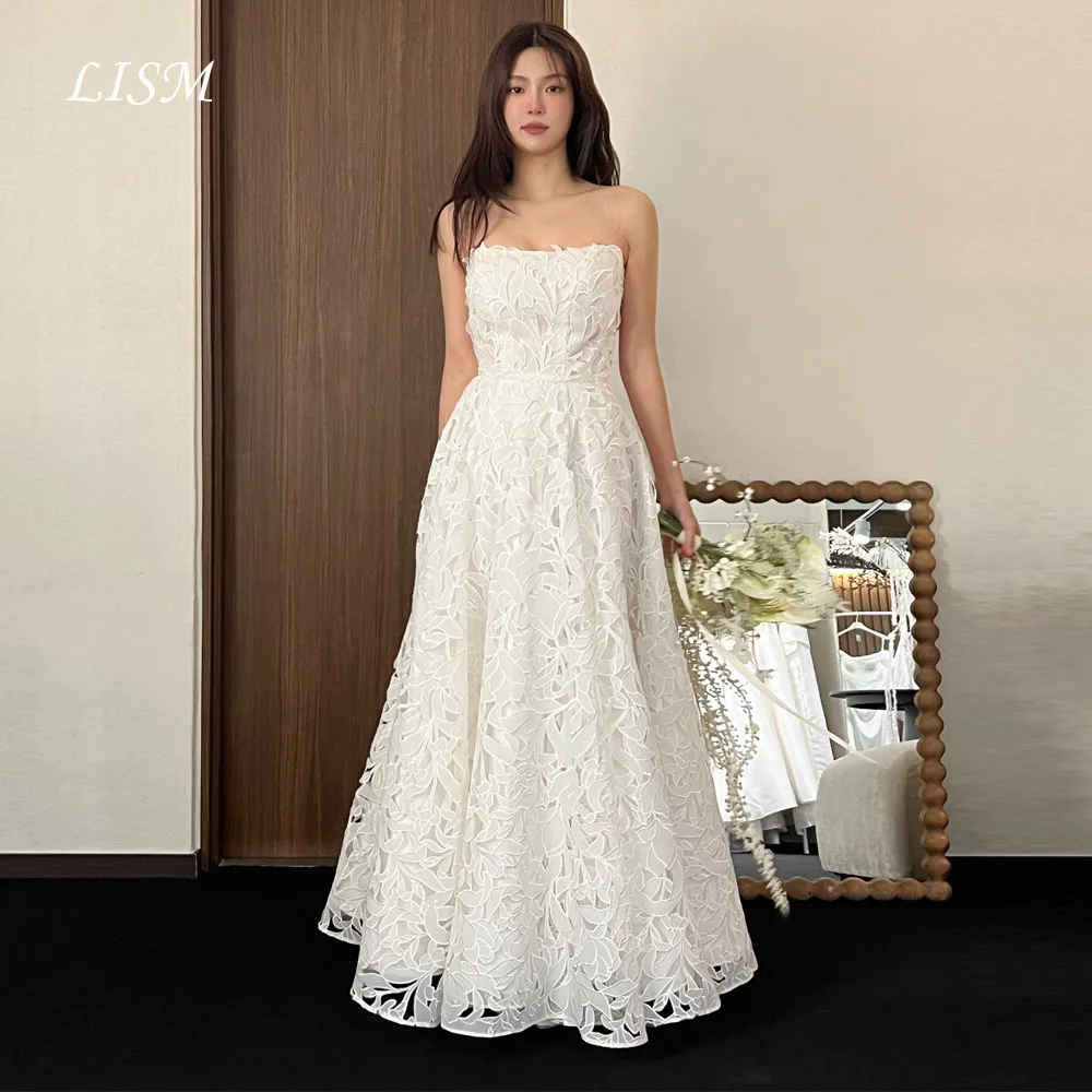 LISM Strapless A-Line Luxury Korea Wedding Dresses Silk Lace Customized Photo Shoot Elegant Long Bridal Gowns 웨딩드레스
LISM Strapless A-Line Luxury Korea Wedding Dresses Silk Lace Customized Photo Shoot Elegant Long Bridal Gowns 웨딩드레스