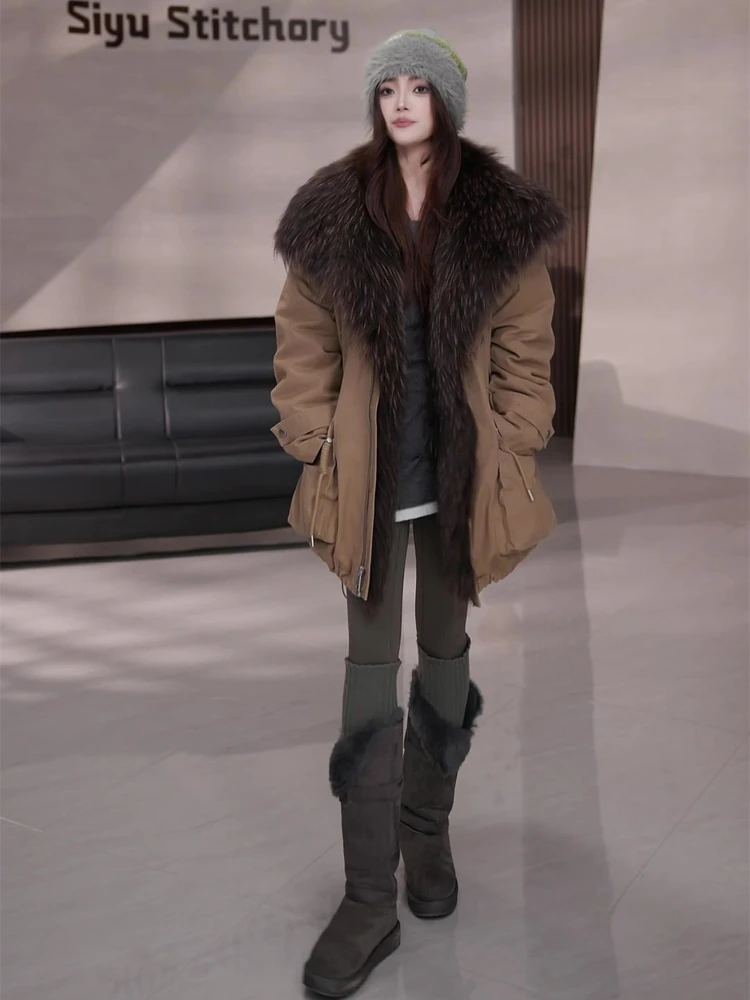 Korean Sle Thiened Warm Parka Coat Women's Fur Collar Jaet with Big kets Faionable Commute Zipper Closure
Korean Sle Thiened Warm Parka Coat Women's Fur Collar Jaet with Big kets Faionable Commute Zipper Closure