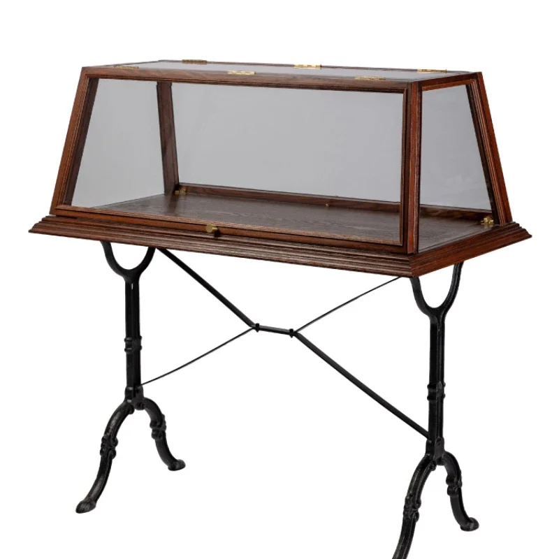 Cast iron leg trapezoidal cabinet, industrial wind ash solid wood display cabinet, reddish brown, light retro color
Cast iron leg trapezoidal cabinet, industrial wind ash solid wood display cabinet, reddish brown, light retro color