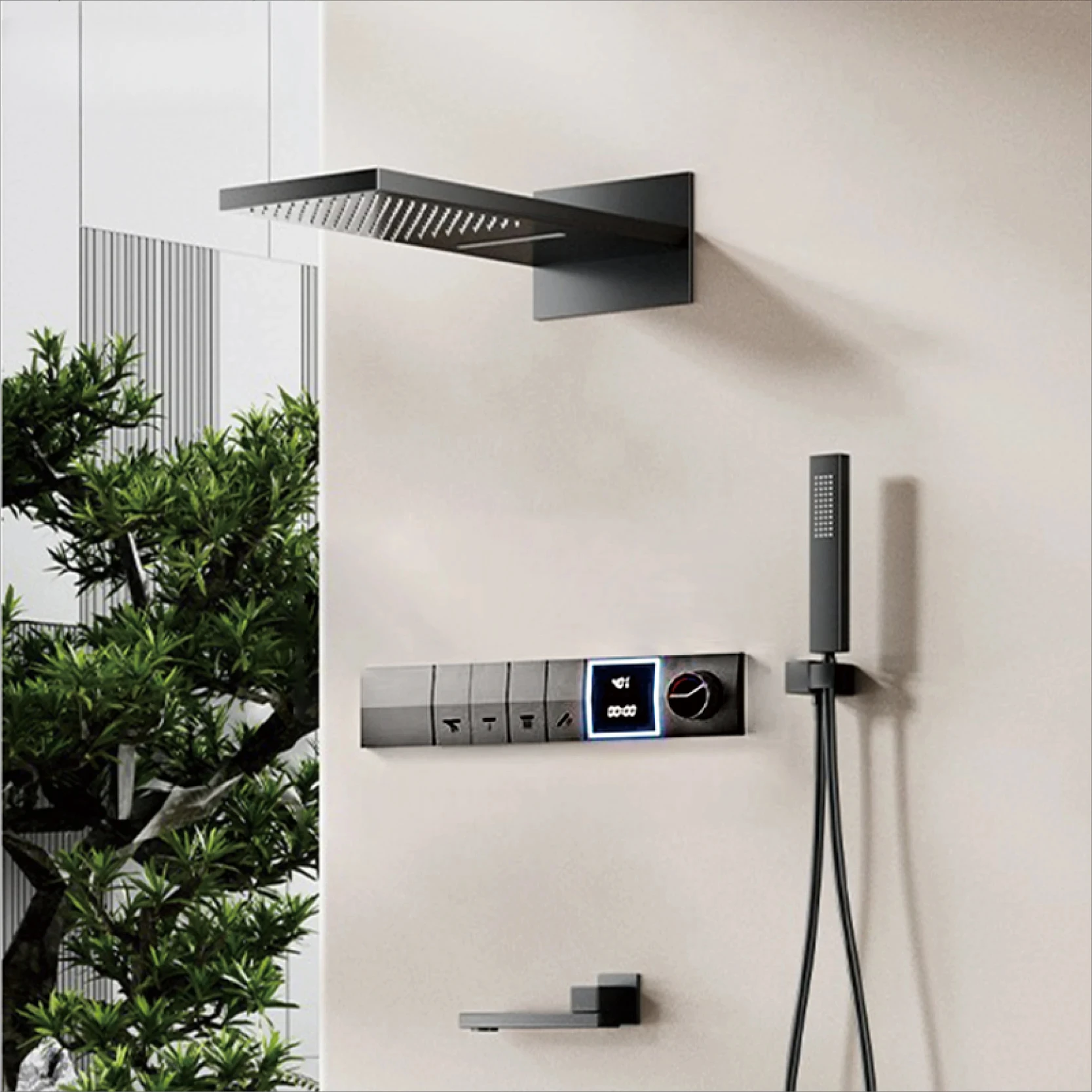 Пистолет, серая латунь, настенная душевая система с постоянной температурой, настенный светодиодный цифровой дисплей, смеситель для ванной комнаты с горячей и холодной водой
Пистолет, серая латунь, настенная душевая система с постоянной температурой, настенный светодиодный цифровой дисплей, смеситель для ванной комнаты с горячей и холодной водой