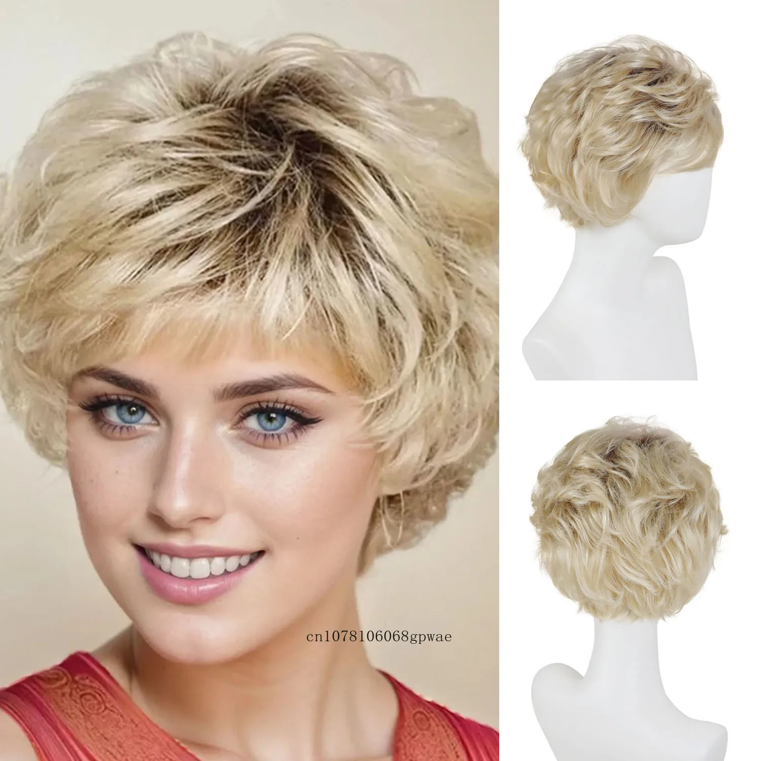 Ombre Blonde Synthetic Pixie Cut Wig for Women Elderly Short Curly Wig with Bangs Daily Costume Mommy Hair Replacement Full Wigs
Ombre Blonde Synthetic Pixie Cut Wig for Women Elderly Short Curly Wig with Bangs Daily Costume Mommy Hair Replacement Full Wigs