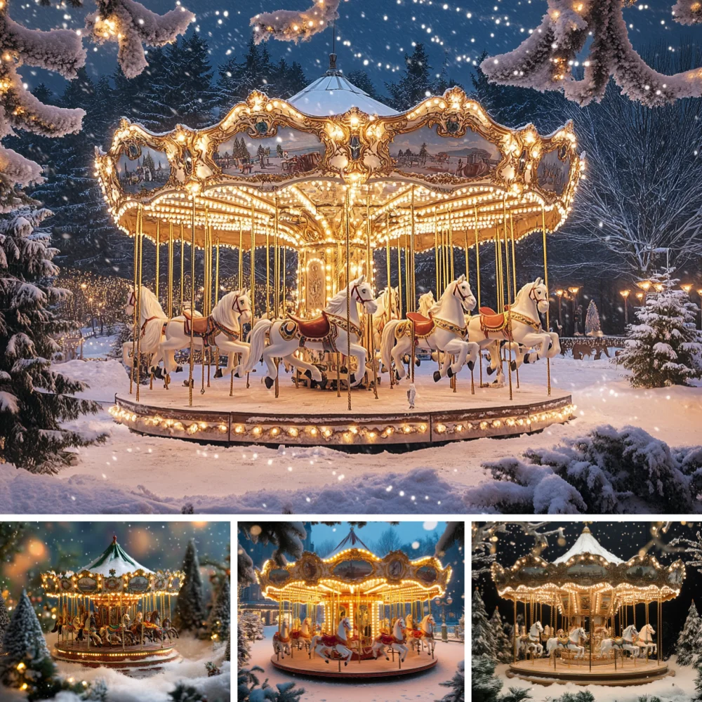 Snowy Forest Golden Light Carousel Xmas Photo Background Fabric Pine Snowflake Backdrop For Kids Holiday Portrait Shooting
Snowy Forest Golden Light Carousel Xmas Photo Background Fabric Pine Snowflake Backdrop For Kids Holiday Portrait Shooting