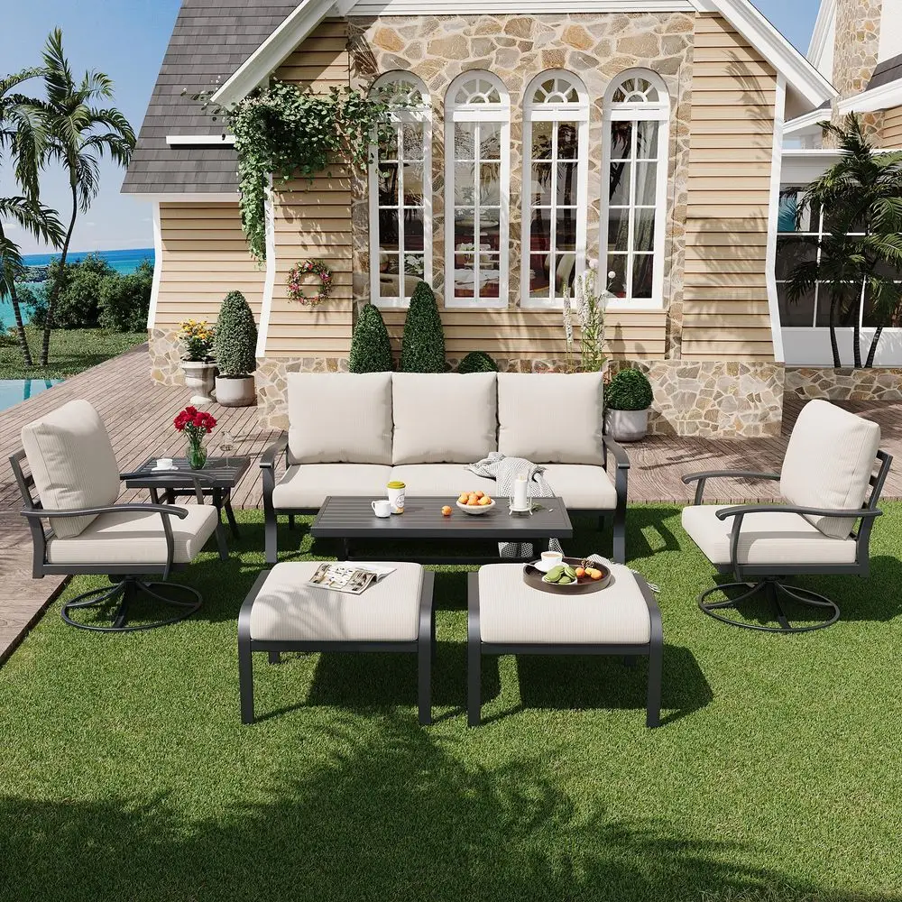 Patio Furniture Sets 7 PCS Outdoor Metal Conversation Sets, 360 Degree Swivel Rocking Chairs Patio Conversation Set with Ottoma
Patio Furniture Sets 7 PCS Outdoor Metal Conversation Sets, 360 Degree Swivel Rocking Chairs Patio Conversation Set with Ottoma