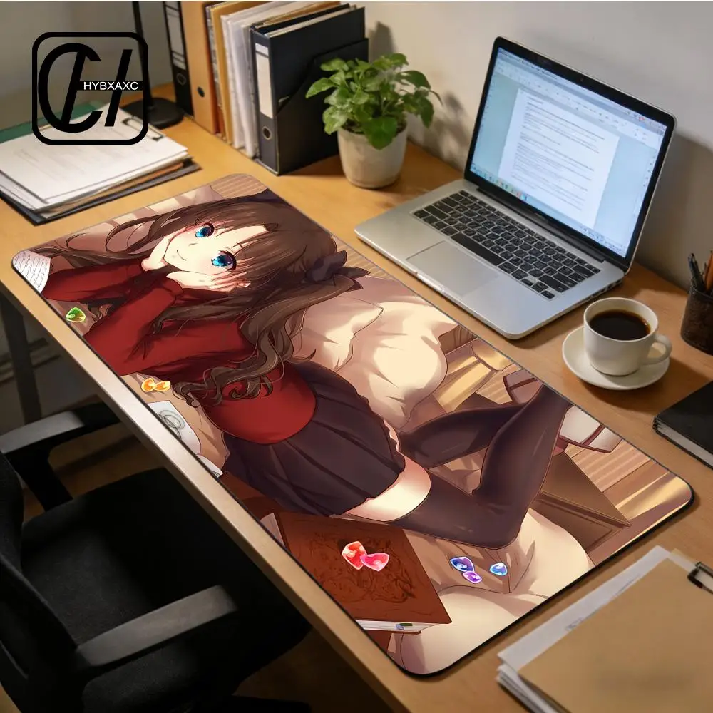 Anime Girl T-Tohsaka Rin Mouse Pad Large Keyboard Mouse Desk Pad Non-Slip Rubber Gaming Mouse Pad Laptop Mouse Carpet