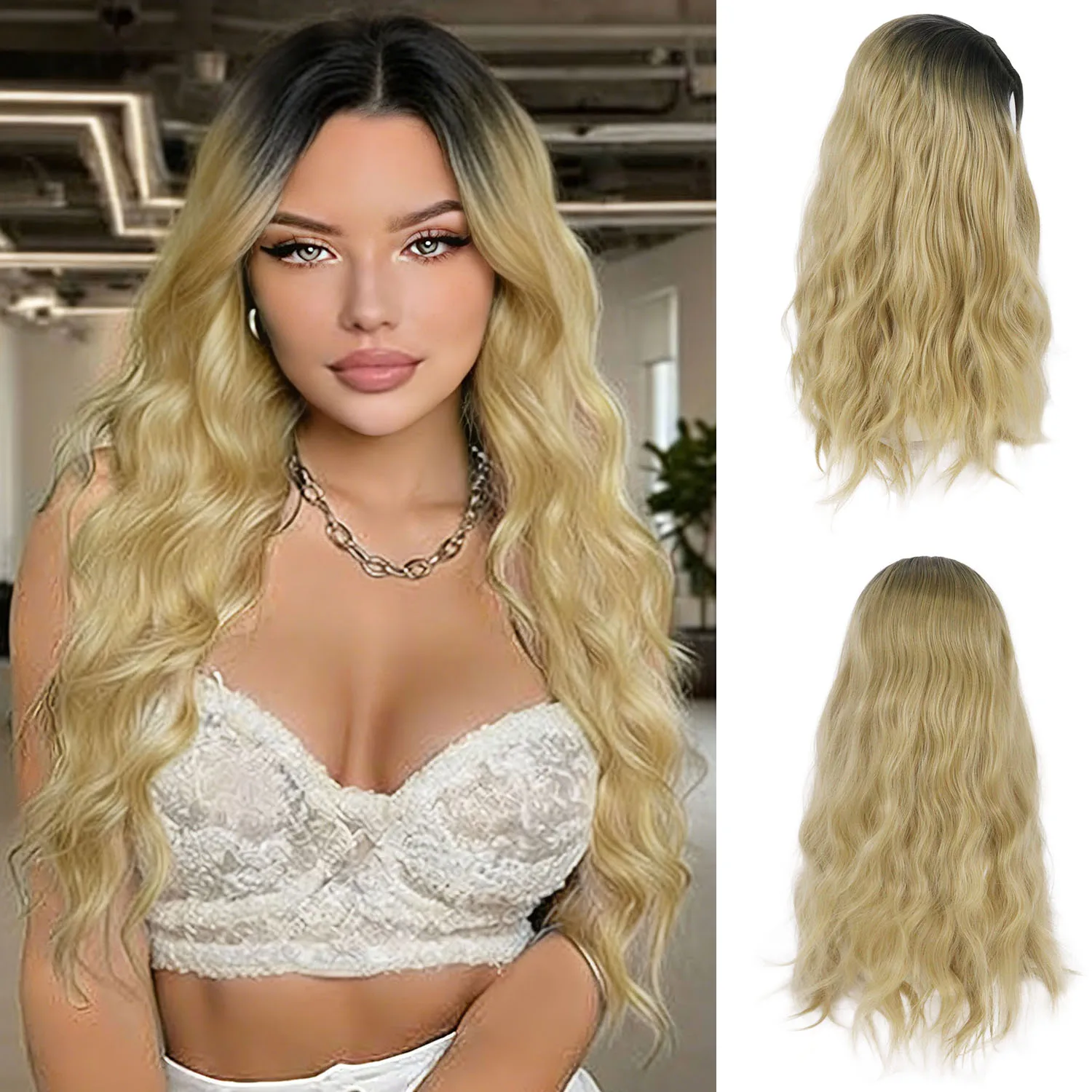 Synthetic Hair Women's 28 Inch Long Wavy Wig Ombre Black Root to Honey Blonde Fluffy Body Wave Wigs for Daily Party Cosplay Wear
Synthetic Hair Women's 28 Inch Long Wavy Wig Ombre Black Root to Honey Blonde Fluffy Body Wave Wigs for Daily Party Cosplay Wear