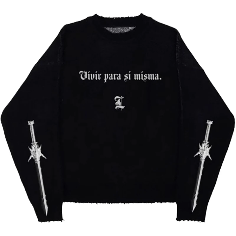 Harajuku Sweater Oversize Jumper 90s Gothic Punk Men's Sweaters Male Knitwear Dark Style Y2K Hip-Hop Streetwear Pullover Knit
Harajuku Sweater Oversize Jumper 90s Gothic Punk Men's Sweaters Male Knitwear Dark Style Y2K Hip-Hop Streetwear Pullover Knit