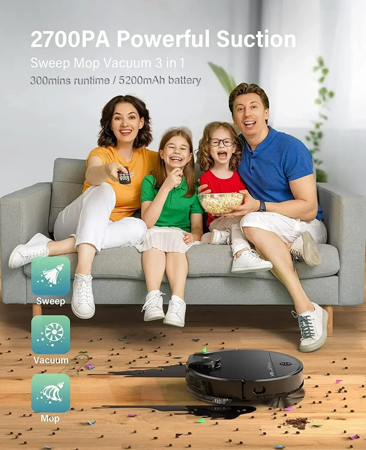 Robot Vacuum and Mop Combo, Lidar Navigation Laser Intelligent Vacuum Robot for Pet Hair, 2700Pa Suction Robotic Vacuum
Robot Vacuum and Mop Combo, Lidar Navigation Laser Intelligent Vacuum Robot for Pet Hair, 2700Pa Suction Robotic Vacuum
