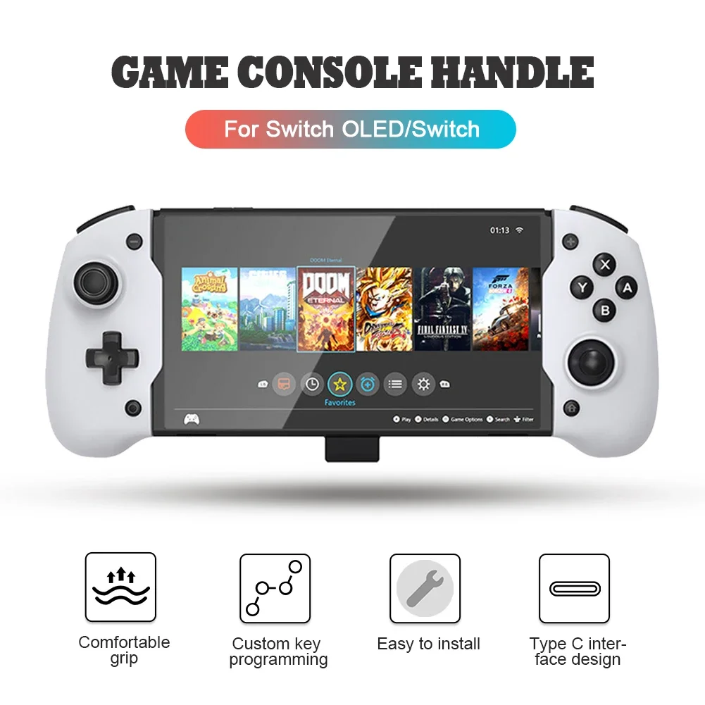 Беспроводной геймпад для Switch/Switch OLED, игровой контроллер с двойной вибрацией, 6-осевой гироскоп, перезаряжаемый, с функцией съемки экрана
Беспроводной геймпад для Switch/Switch OLED, игровой контроллер с двойной вибрацией, 6-осевой гироскоп, перезаряжаемый, с функцией съемки экрана