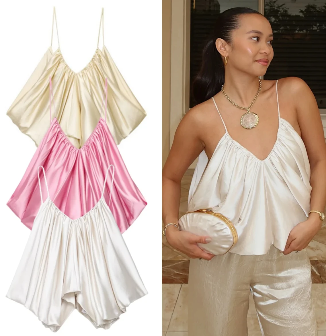 Women's clothing temperament sexy top satin texture pleated top camisole casual new products
Women's clothing temperament sexy top satin texture pleated top camisole casual new products