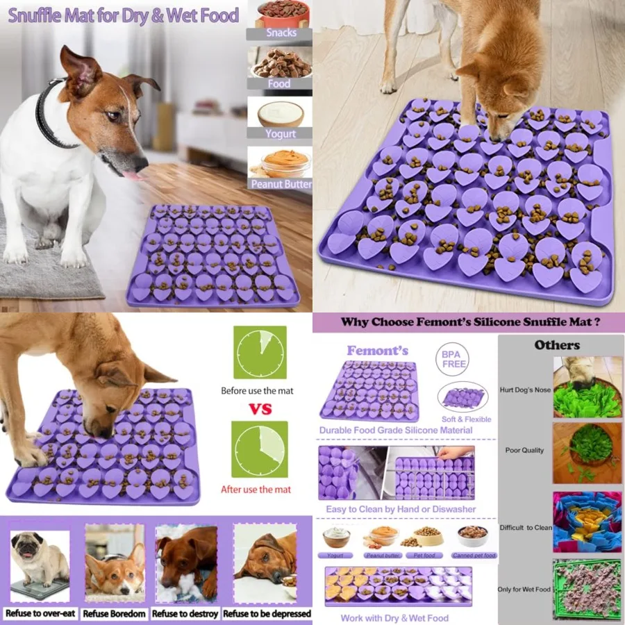 Snuffle Mat for Large Dogs, Silicone Slow Feeder Lick Mat for Slow Down Feeding, Encourages Natural Foraging Skill, Relieving S
Snuffle Mat for Large Dogs, Silicone Slow Feeder Lick Mat for Slow Down Feeding, Encourages Natural Foraging Skill, Relieving S