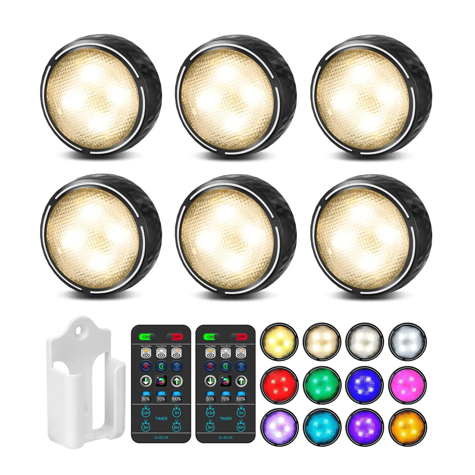 6 LED Puck Lights with Remote Control, Battery Operated Wireless Closet Light, Under Cabinet Lighting Stick on Tap Push Lights
6 LED Puck Lights with Remote Control, Battery Operated Wireless Closet Light, Under Cabinet Lighting Stick on Tap Push Lights