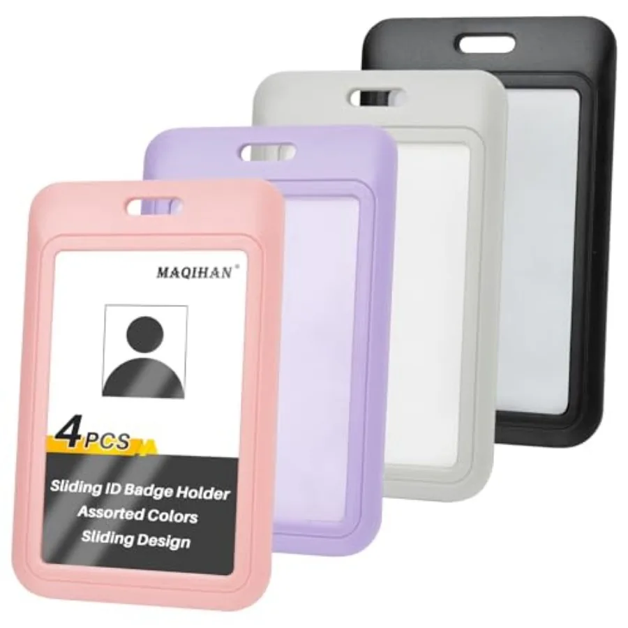 Sliding Badge Holder - 4 Pack Sliding ID Badge Holder with Clear Window Hard Plastic Waterproof Assorted Colors Vertical Card P
Sliding Badge Holder - 4 Pack Sliding ID Badge Holder with Clear Window Hard Plastic Waterproof Assorted Colors Vertical Card P