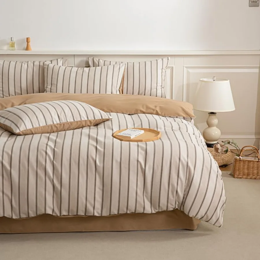 Brushed Cotton Duvet Cover Size Minimalist Striped Bedding Set Soft and Warm Neutral Duvet Cover for Fall Winter 3 Pieces
Brushed Cotton Duvet Cover Size Minimalist Striped Bedding Set Soft and Warm Neutral Duvet Cover for Fall Winter 3 Pieces