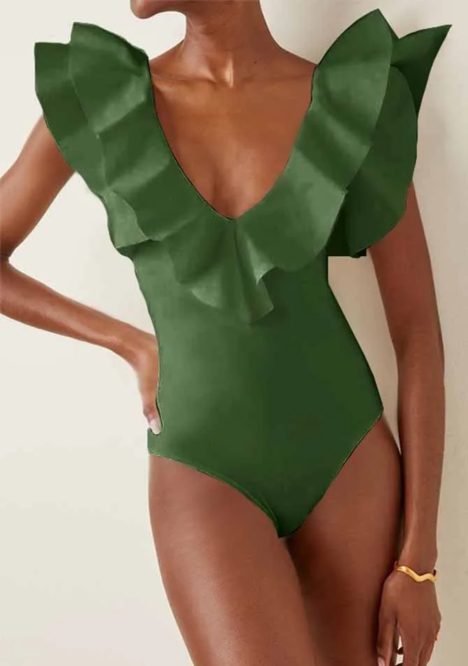 Solid Color One-piece Swimsuit Deep V Neck Ruffled Collar Backless Swimsuit Slim 2023 Women Bikini Design
Solid Color One-piece Swimsuit Deep V Neck Ruffled Collar Backless Swimsuit Slim 2023 Women Bikini Design